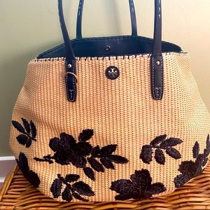 Tory Burch straw floral tote